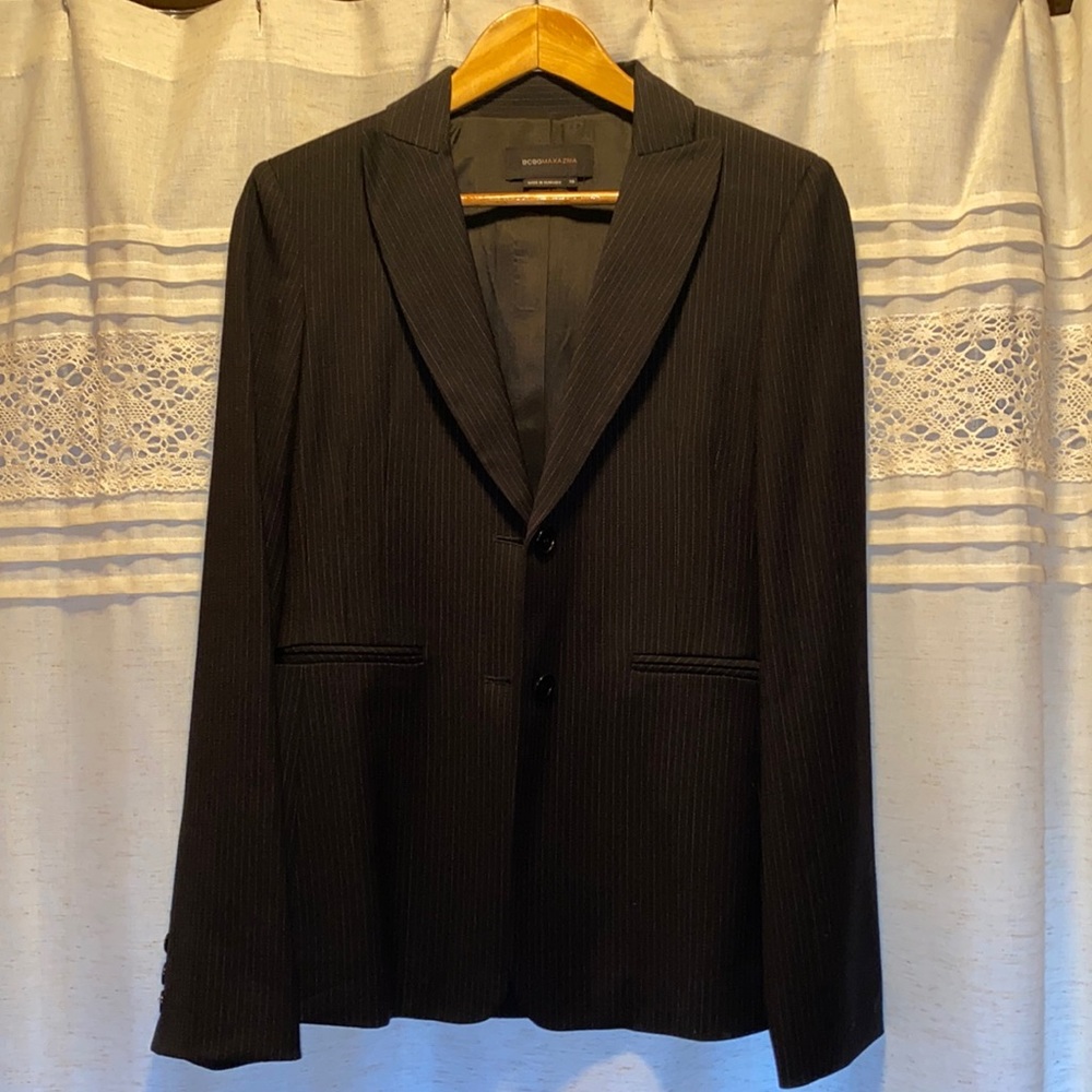 BCBG Maxazria pin strip suit jacket